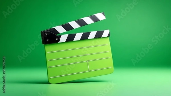 Fototapeta Pixelated Movie Clapperboard Against a Green Background