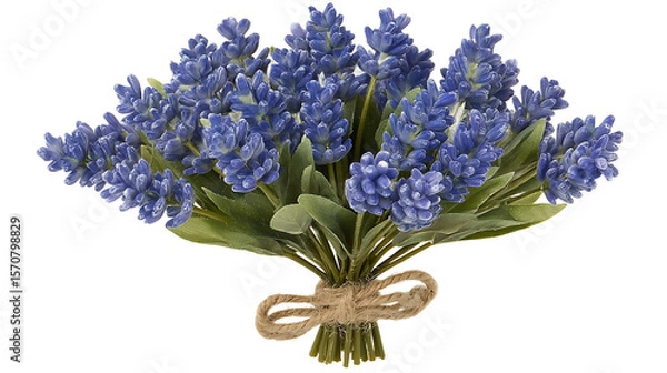Fototapeta Purple Flower Bouquet Tied with Twine on Transparent Background