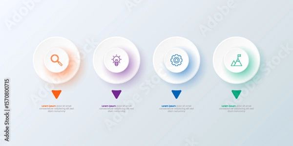 Fototapeta Modern infographic with 4 color circle options design.