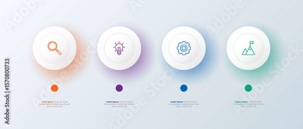 Fototapeta Modern infographic with 4 color circle options design.