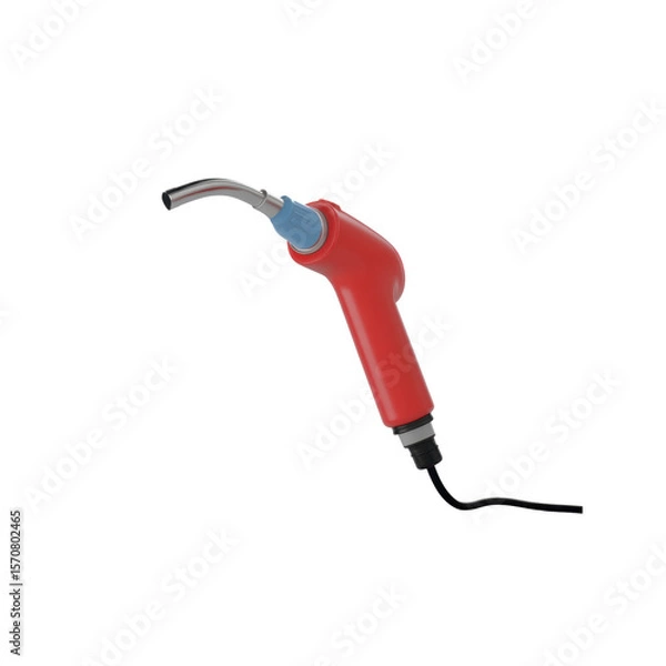 Fototapeta A red construction torch with a metallic curved nozzle and a blue push-button ignition