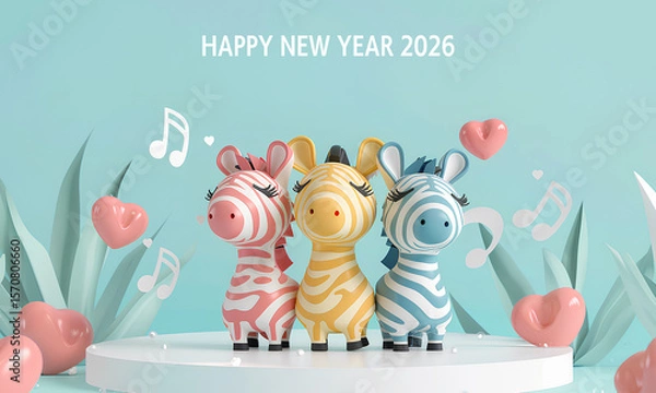 Obraz 2026 年賀状素材（午年・干支・年賀状）ヨコ-2