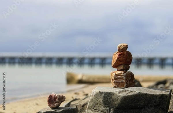 Obraz Rocks balancing by ocean