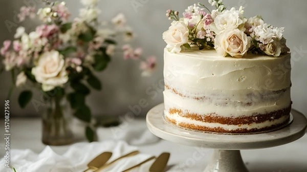 Obraz wedding cake with roses