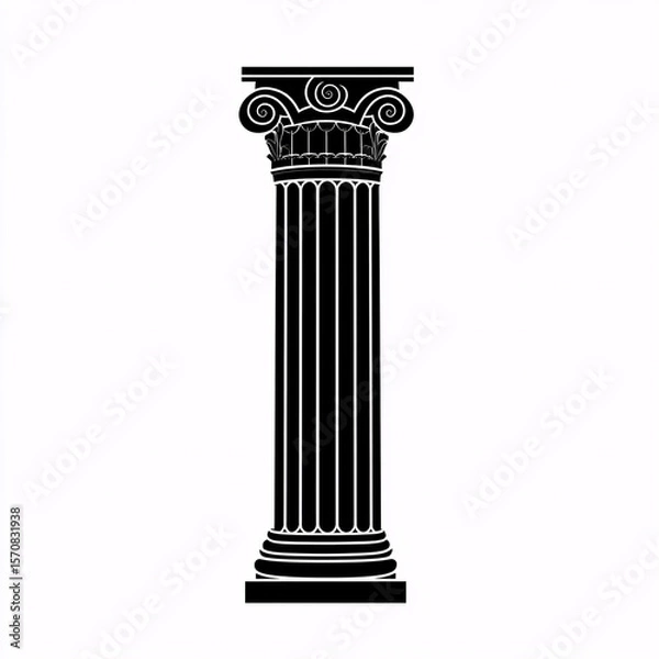 Fototapeta Classical Ionic Column Silhouette Isolated on White Background
