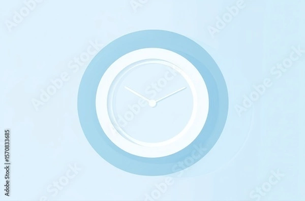 Fototapeta A white clock with the hands at the numbers 3 and 9. The clock is surrounded by a blue background