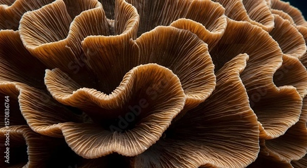 Fototapeta Macro Close-up of a Brown Coral Formation, Showing Detailed Texture and Organic Patterns, Ideal for Backgrounds, Nature Themes, and Scientific Illustrations, Earth Tones, Abstract Art.
