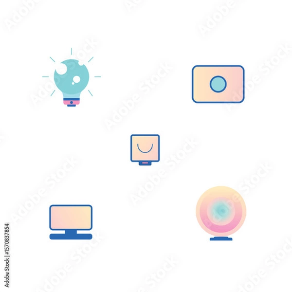 Obraz Colorful digital icons representing technology, creativity, and innovation in a modern design layout