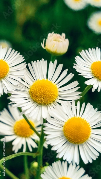 Fototapeta Close up of daisy flower in wild nature field. Daisy Meadow