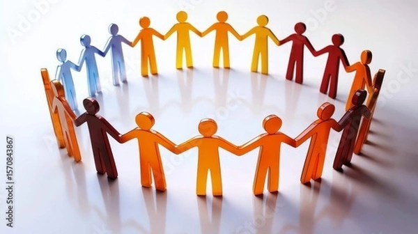 Fototapeta A vibrant circle of unity through hand-holding.