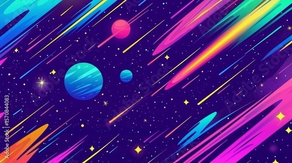 Fototapeta An enchanting night sky showcasing planets and celestial elements.