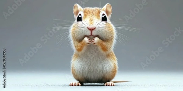 Fototapeta Delightful small animal posing in a minimalist background.