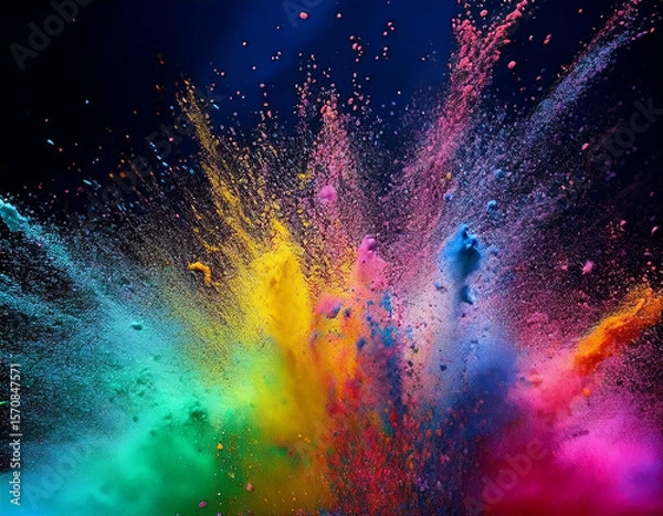 Fototapeta colorful rainbow holi paint color powder explosionon black  background