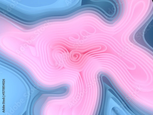 Fototapeta Illustration of wavy lines that flow together in a hypnotic rhythm. 3d rendering