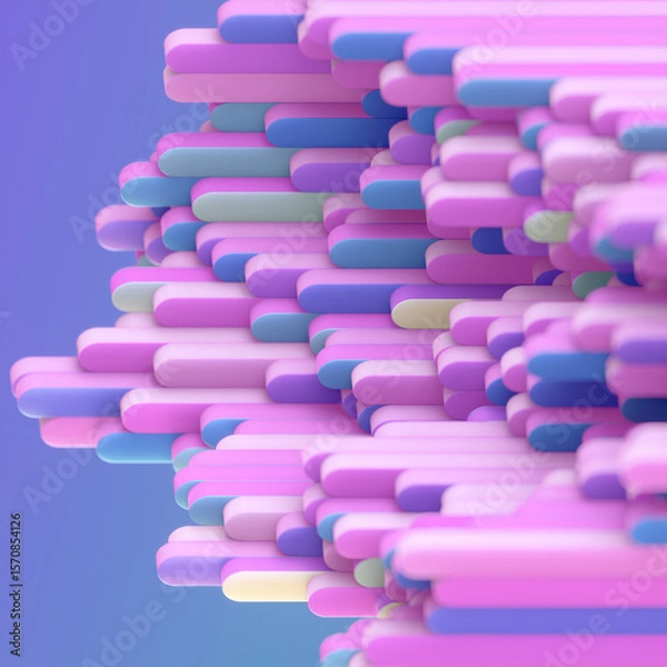 Fototapeta Geometric composition with rectangles filled with shimmering blues and pinks. 3d rendering digital illustration