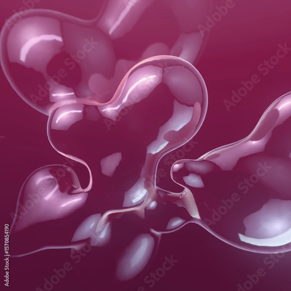 Fototapeta Digital illustration depicting voluminous translucent bubbles shimmering with light. 3d rendering