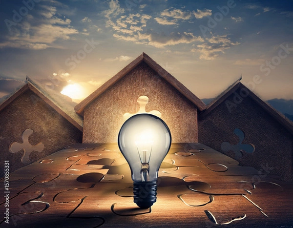 Fototapeta light bulbs, ideas of new ideas with innovative technology and creativity.