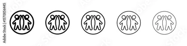 Obraz happy people icon outline simple illustration isolated