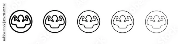Fototapeta Man have strong muscles icon outline simple illustration isolated
