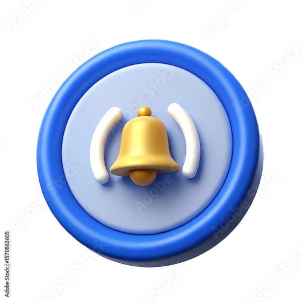Obraz 3D Notification Bell Icon App UI Element for Website Design