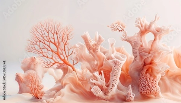 Obraz Abstract Coral Reef Scene With Minimalist Design Elements