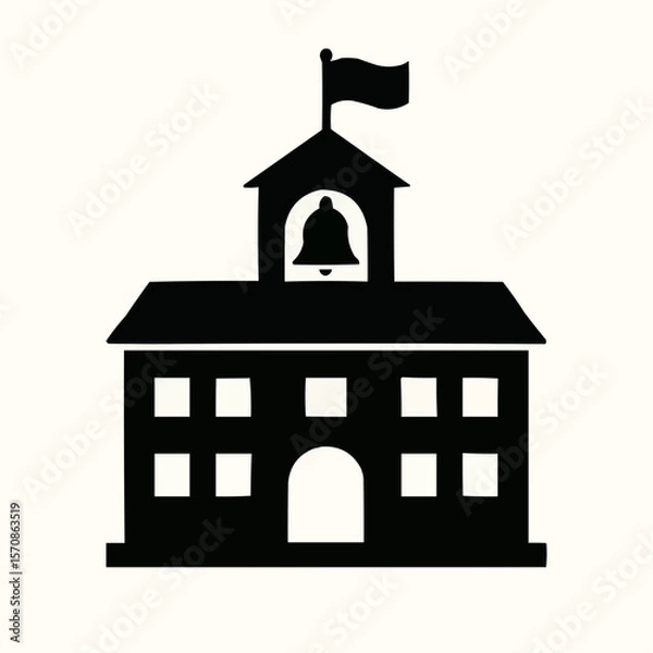 Fototapeta Silhouette of a house icon vector, a simple home building illustration with a roof and door, symbolizing residential property design