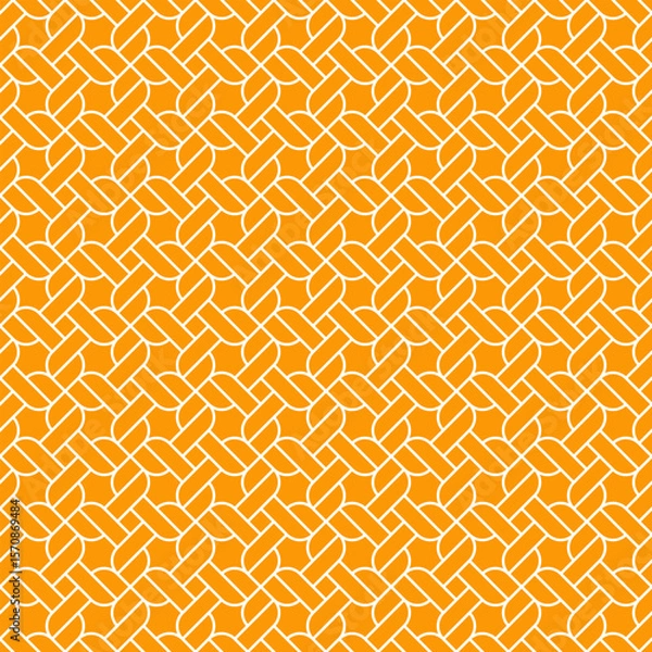 Fototapeta Seamless pattern, stylized ropes on an orange background.  Geometric abstract texture. Vector illustration