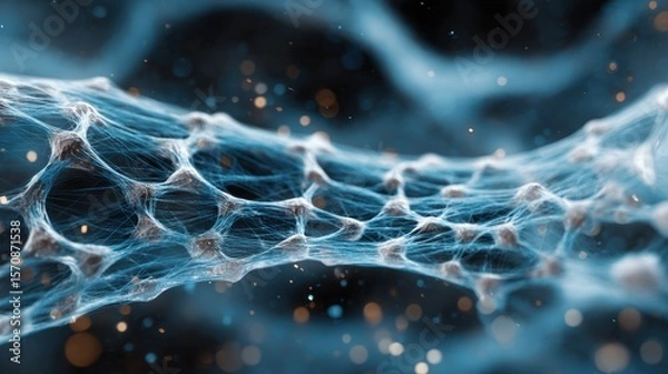 Obraz Carbon Nanotubes. Abstract image illustrating a network of interconnected strands with glowing elements.