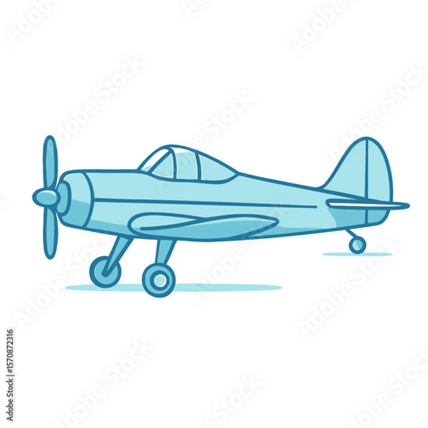 Fototapeta Light Blue Single Propeller Airplane Side View