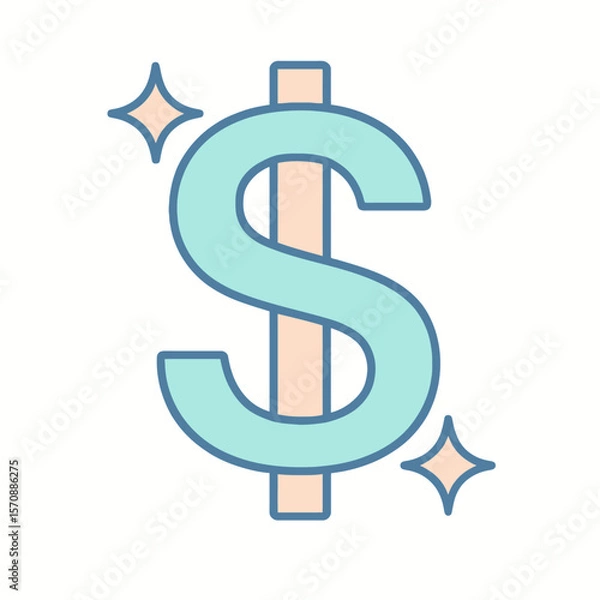 Fototapeta Sparkling Dollar Symbol For Financial Success