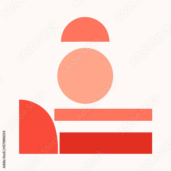 Fototapeta Minimalist Geometric Shapes In Modern Red Tones