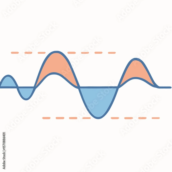 Fototapeta Colorful Minimal Sine Wave Graph For Data Analytics