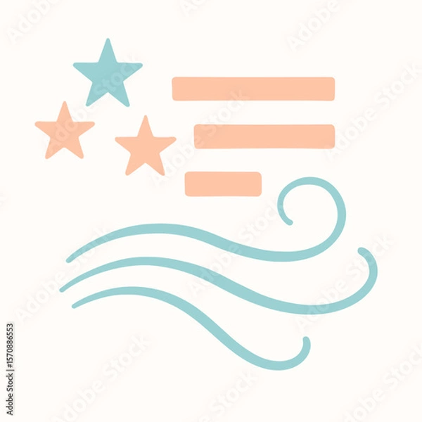 Fototapeta Abstract American Flag Waves With Stars