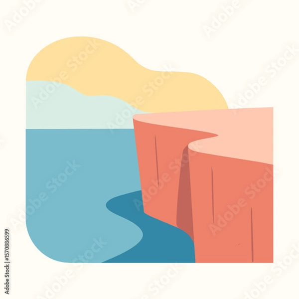 Fototapeta Coastal Cliffs Overlooking Calm Blue Sea