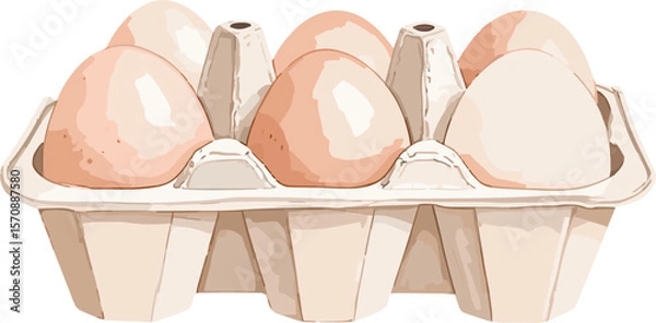 Fototapeta Eggs watercolor baking tools and ingredients vector illustration