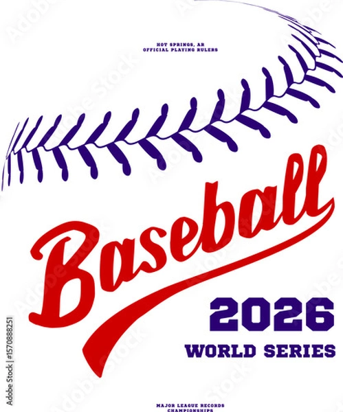 Fototapeta Baseball lace stitch background. Vector illustration, hand lettering design