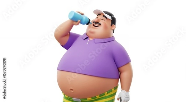 Obraz Cartoon man drinking water
