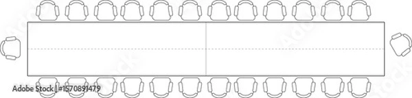 Fototapeta Rectangle Meeting Table & 26 Seating Layouts - Conference Room Floor Plans. Set 1