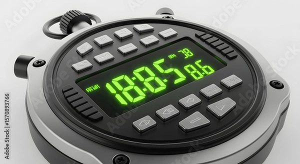 Fototapeta Close-up View of a Digital Stopwatch Displaying Precise Timing, Essential for Sports Training and Time Management