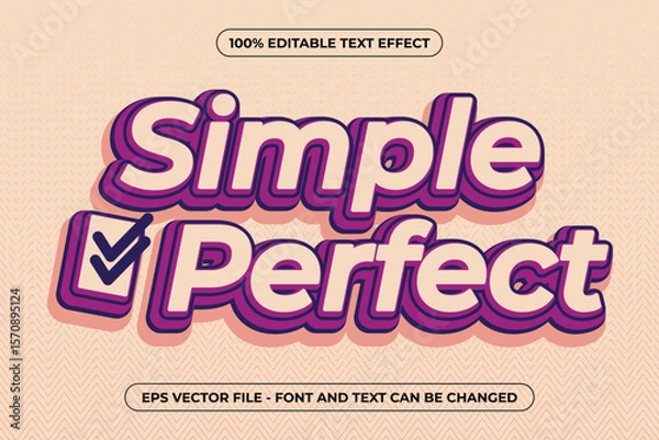 Obraz Editable Simple Perfect Text Effect – Modern Bold Typography Vector Design with Check Mark