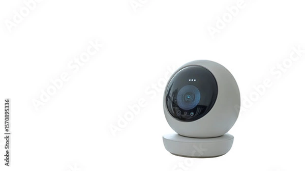 Fototapeta • A smart baby monitor with HD video streaming and sleep tracking, isolated on white background in HD 