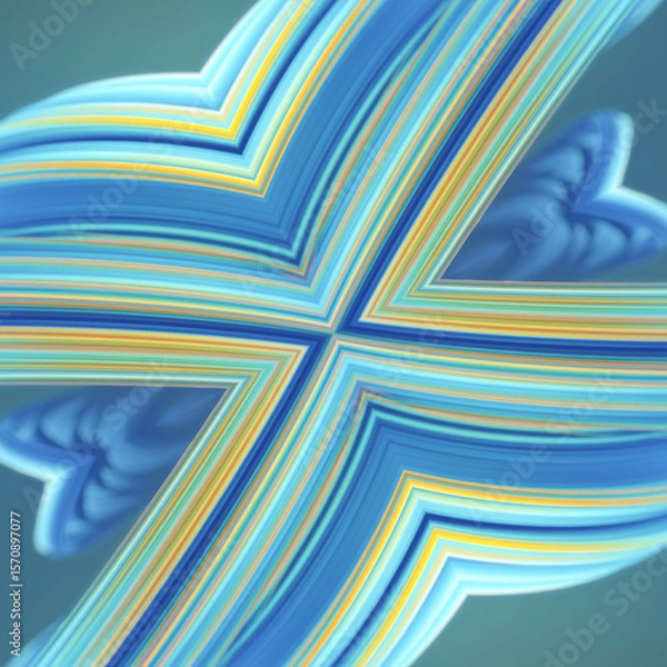 Fototapeta Illustration of symmetrical shape formed by twisted ribbons. 3d rendering