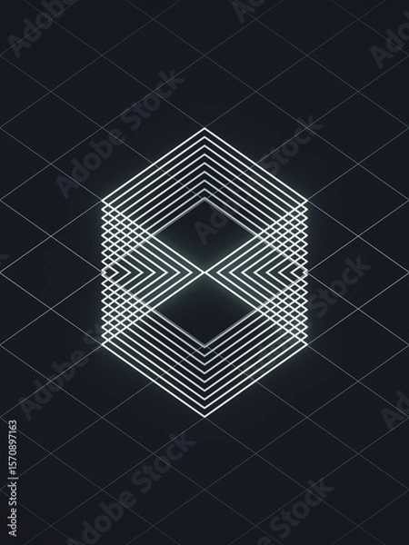 Fototapeta Abstract illustration with squares arranged in a symmetrical composition. 3d rendering