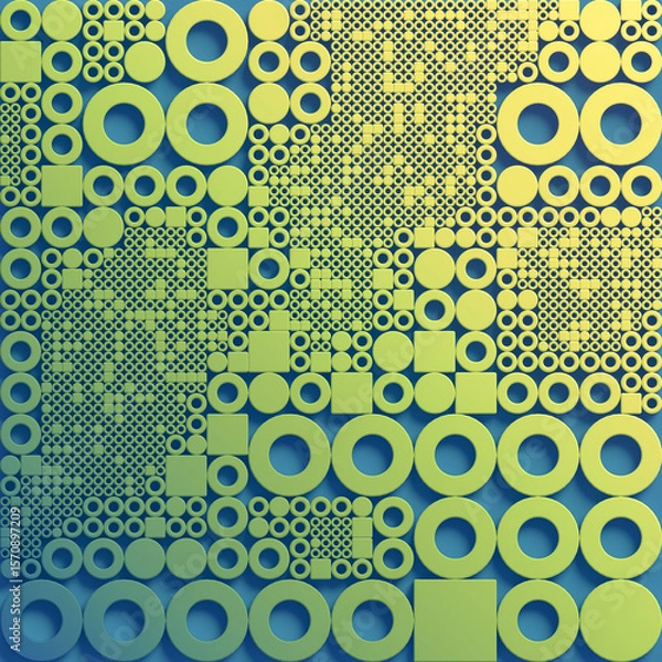 Fototapeta A composition of concentric rings and rectangles that create a visual rhythm