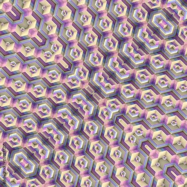 Fototapeta Pattern of cubes with symmetrical composition. 3d rendering illustration