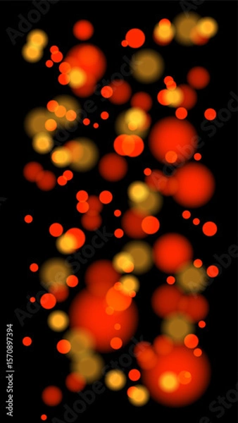 Obraz Glowing Red and Yellow Bokeh Light Background on Black.