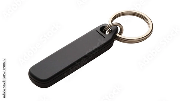Fototapeta • A smart keychain with Bluetooth tracking and emergency alert, isolated on white background in HD 