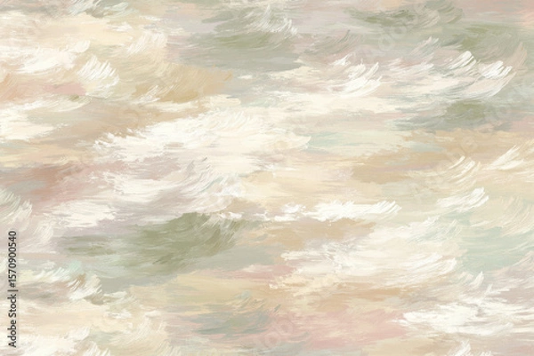Fototapeta Gentle abstract background. Impressionist inspired digital painting of pastel clouds, muted, neutral tones. Abstract oil painting style, vintage grainy texture, and a dreamy, timeless feel.