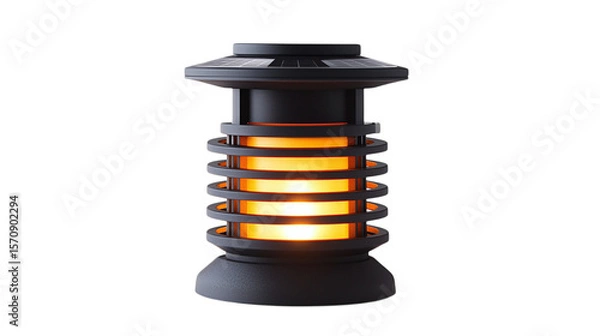 Fototapeta • A solar-powered outdoor lantern with a modern design, isolated on white background in HD 