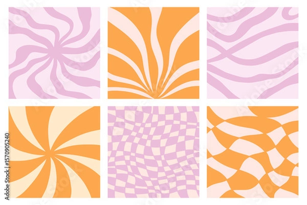 Obraz Distorted wavy patterns square background set